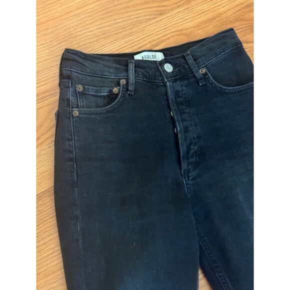 Agolde Nico Cassette Distressed Black High Rise Slim Jeans Size 25 - Picture 4 of 8